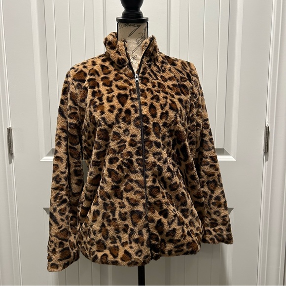 Katydid Jackets & Blazers - Leopard Print Jacket Plush Size Medium Soft Faux Fur Lined